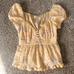 Yellow floral babydoll top